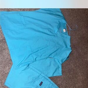 Bright blue Cherokee  Scrub Top and Pants Set